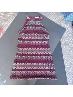 Candie's Burgundy Lace Halter Dress (Medium)